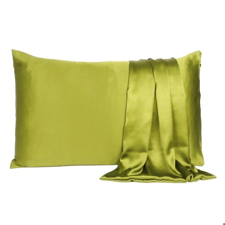 Homeroots 20 x 40 in. Lemongrass Dreamy Silky Satin King Size Pillowcases 387842